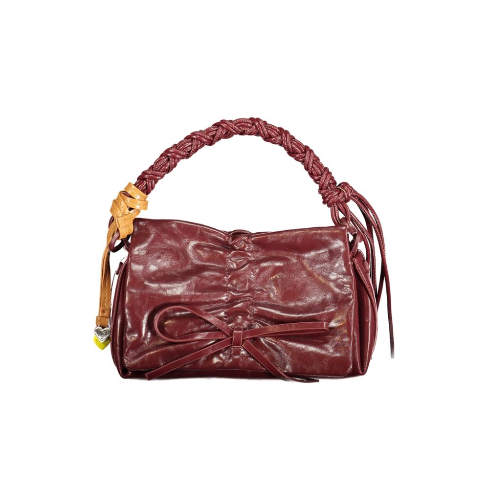 Desigual burgundy polyurethane mini bag with gold accents and adjustable strap, stylish women's accessory.