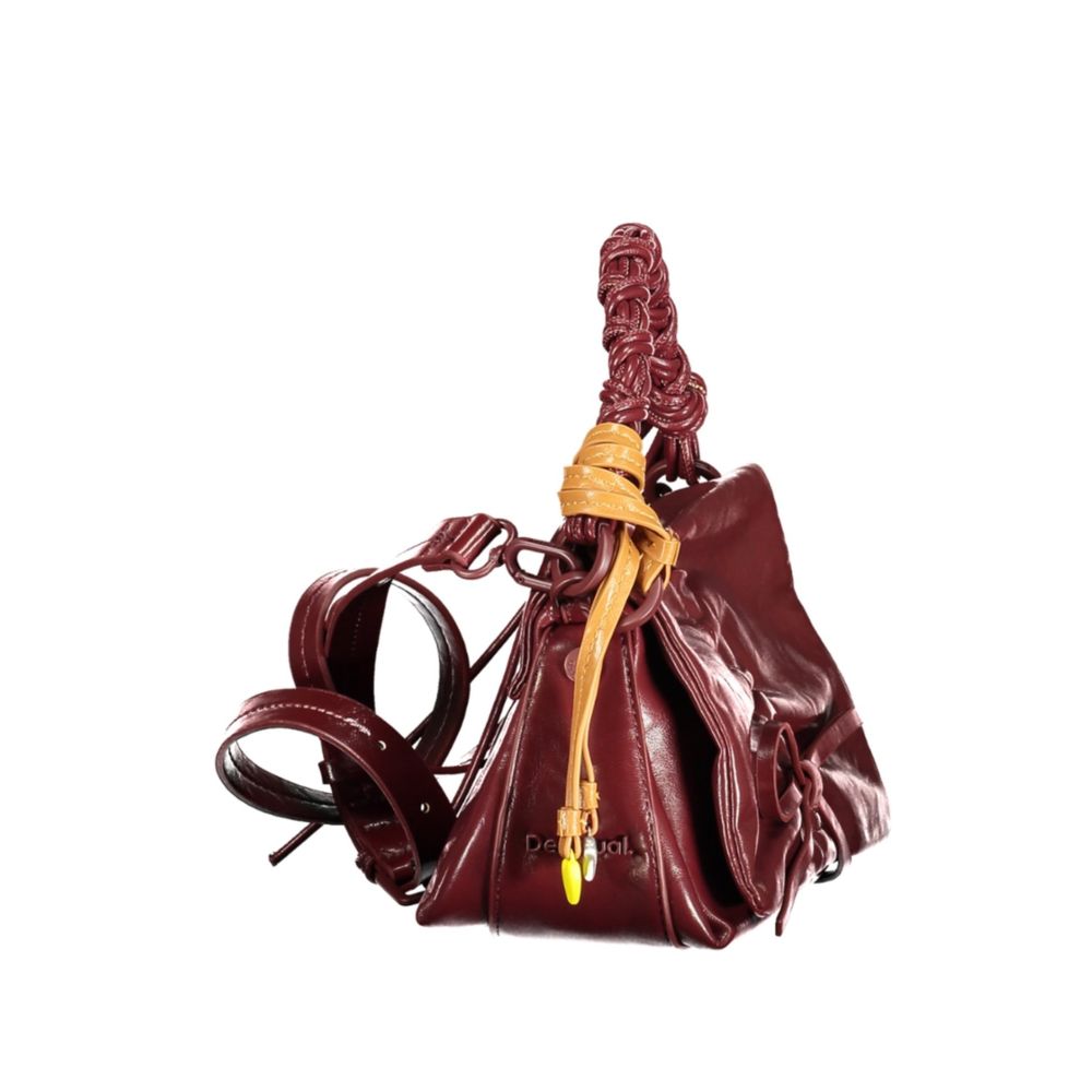 Desigual burgundy mini bag made of polyurethane with a compact design and stylish details for women.