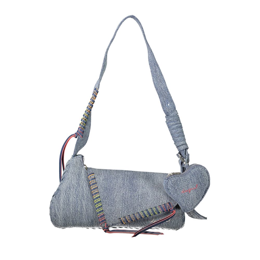 Desigual Azzurro cotton women's shoulder bag with colorful patterned design and adjustable strap.