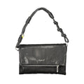 Desigual black polyurethane women's handbag with textured design, top handles, and zipper closure.