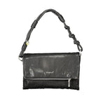Desigual black polyurethane women's handbag with textured design, top handles, and zipper closure.