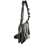 Desigual black polyurethane women's handbag with stylish design and gold-tone hardware, showing textured surface and top handle.