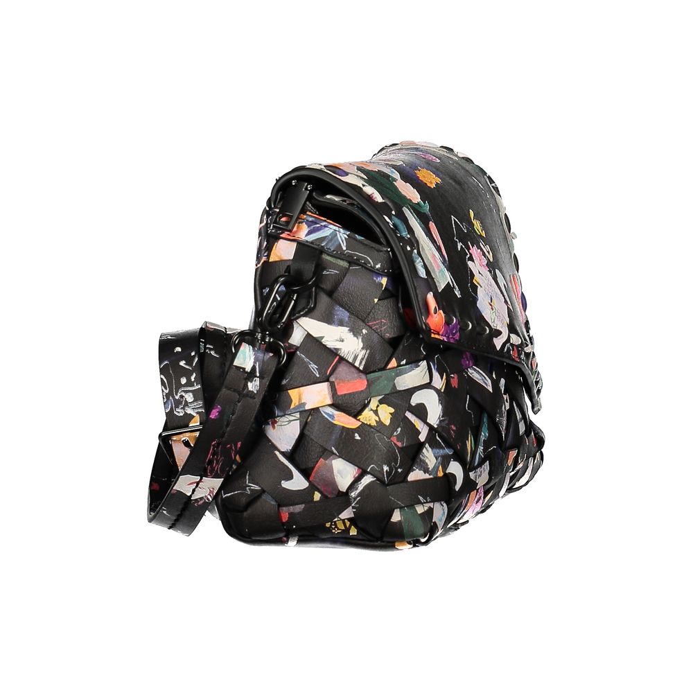 Desigual black polyurethane women's handbag with stylish design and sturdy handles, perfect for everyday use.