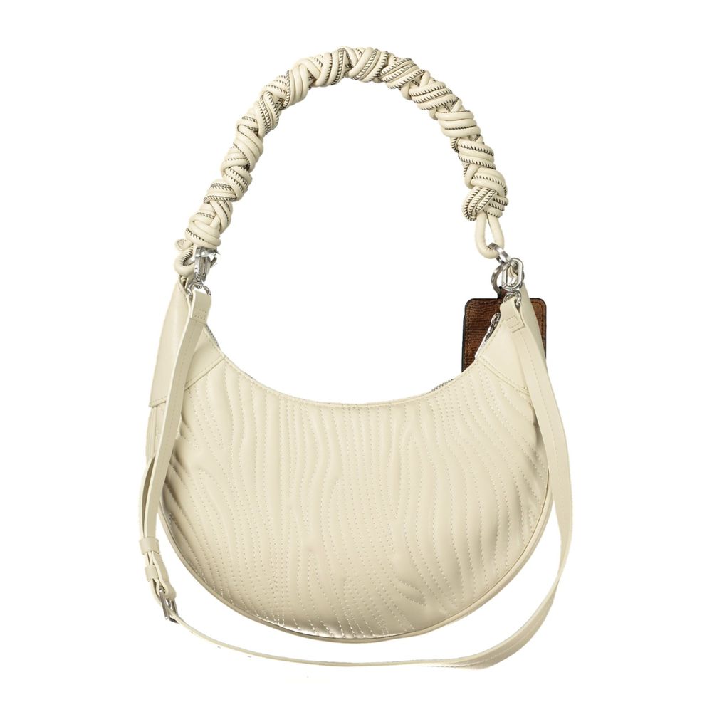 Desigual Bianco women's handbag made of white polyurethane, featuring stylish design and functional handles.