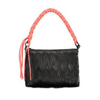 Desigual Nero women's handbag made of polyurethane, featuring a stylish design with textured black material and silver hardware.
