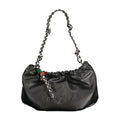 Desigual black polyurethane women’s handbag with stylish design and top handle, featuring textured surface and sleek finish.