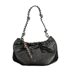 Desigual black polyurethane women’s handbag with stylish design and top handle, featuring textured surface and sleek finish.