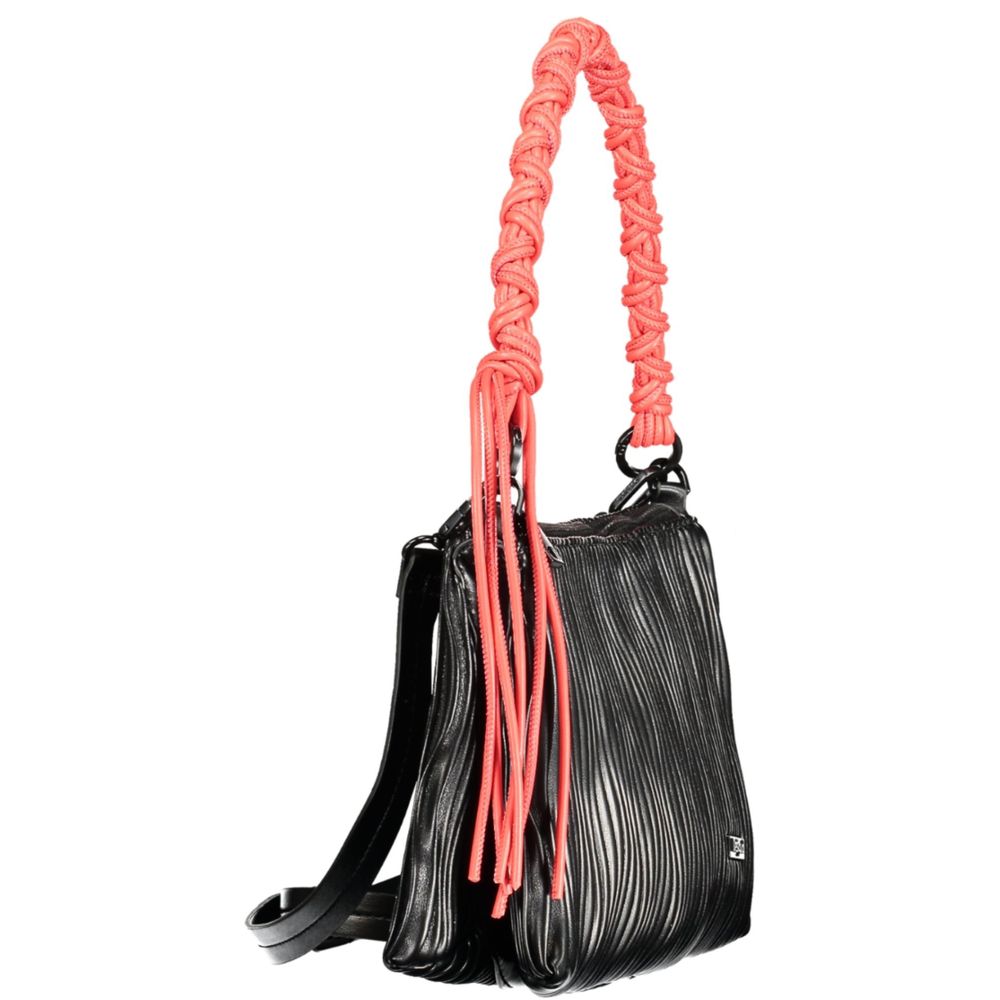 Desigual Nero poliuretano women's handbag with stylish design and textured surface, featuring top handles and a spacious interior.