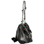 Desigual black polyurethane women's handbag with textured design and top handle, stylish and functional accessory.