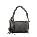 Desigual black polyurethane women's handbag with top handles and silver hardware, stylish and functional accessory.
