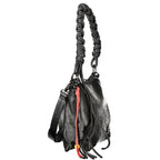 Desigual black polyurethane women's handbag with stylish design and top handles, perfect for everyday use.