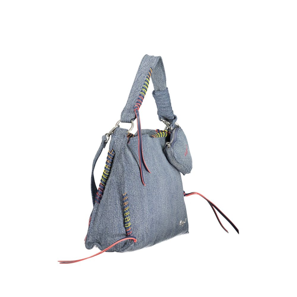 Desigual Azzurro cotton women's handbag with colorful patterns and sturdy handles, stylish for casual and everyday use.