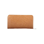 Desigual brown polyurethane women's wallet with multiple card slots and a zipper coin pocket, stylish and functional accessory.