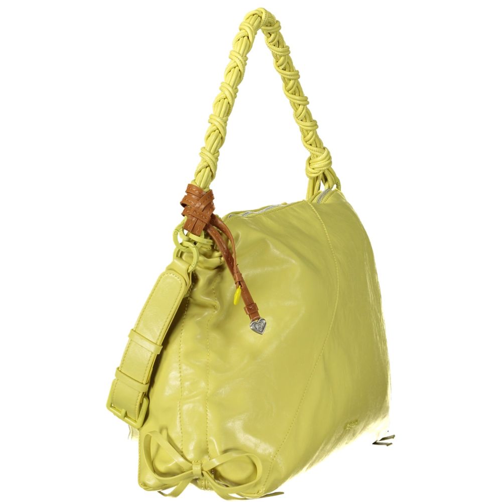 Desigual Giallo polyurethane women's handbag with vibrant yellow color, stylish design, and top handles.