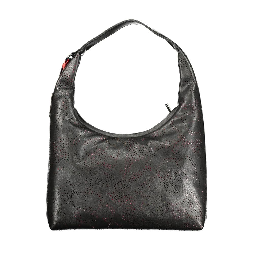 Desigual Nero women’s handbag made of polyurethane with stylish design, featuring a spacious interior and elegant black finish.
