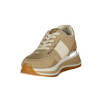 Beige Laura Biagiotti women's polyurethane sneaker with a sleek design and comfortable sole, ideal for casual wear.