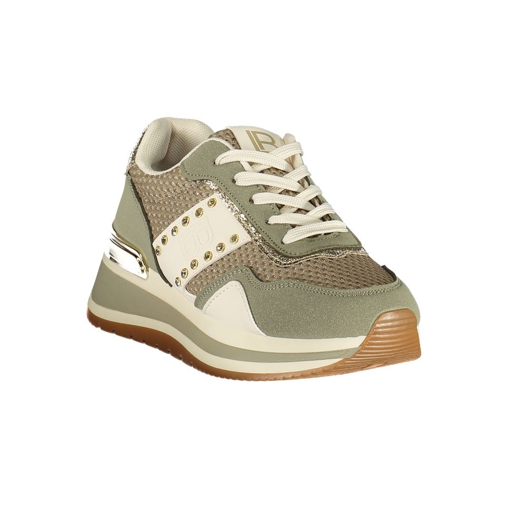 Laura Biagiotti Verde polyurethane women’s sneaker with white sole and green upper, stylish and comfortable casual footwear.