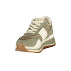 Laura Biagiotti Verde polyurethane women’s sneaker with white sole and green upper, casual athletic shoe for comfortable style.