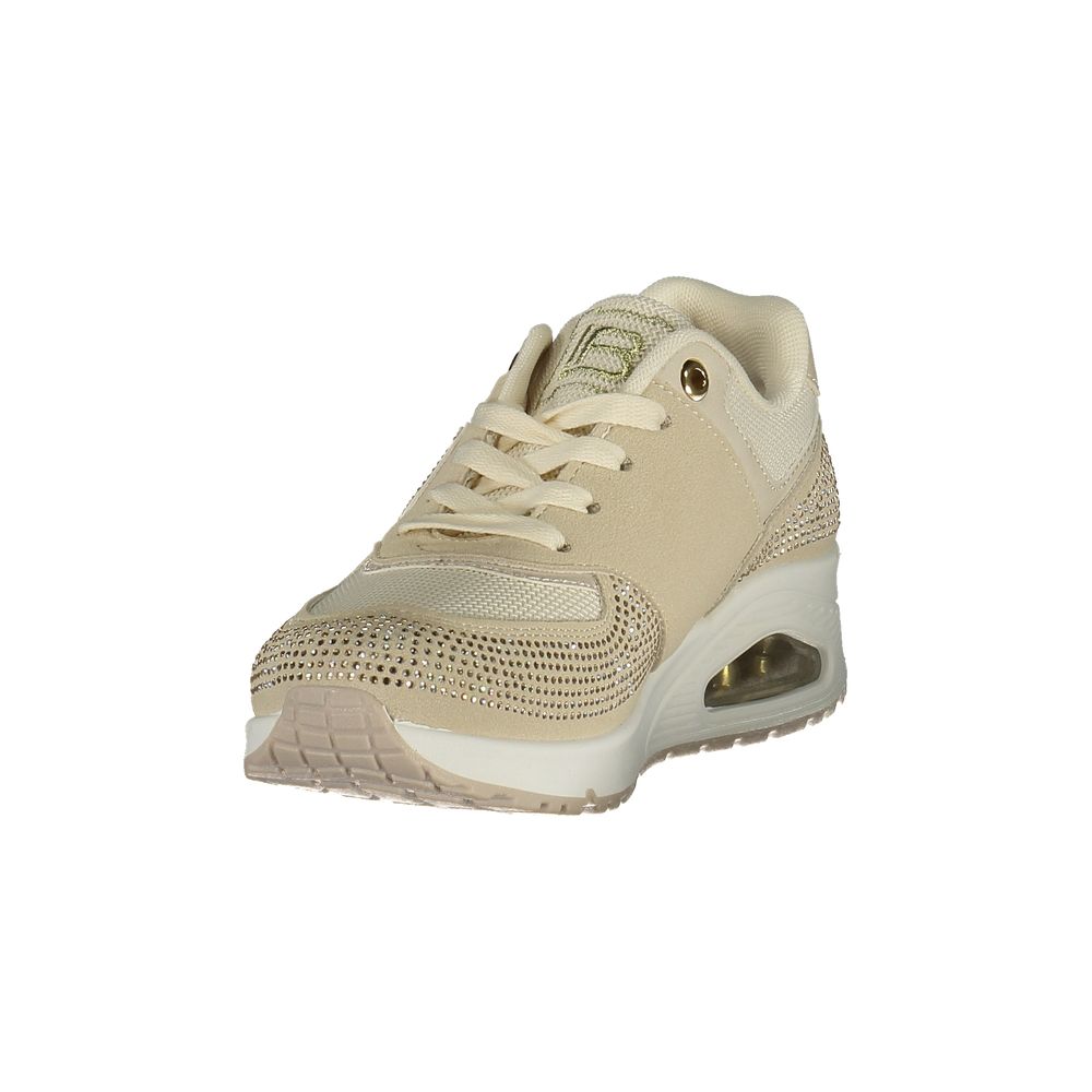 Beige Laura Biagiotti women's polyurethane sneakers with white soles and stylish design, ideal for casual wear.