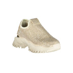Beige Laura Biagiotti women’s polyurethane sneakers with white soles, stylish casual footwear for everyday wear.