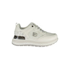 Laura Biagiotti Bianco Poliuretano women's sneaker with white upper and rubber sole, stylish casual footwear.