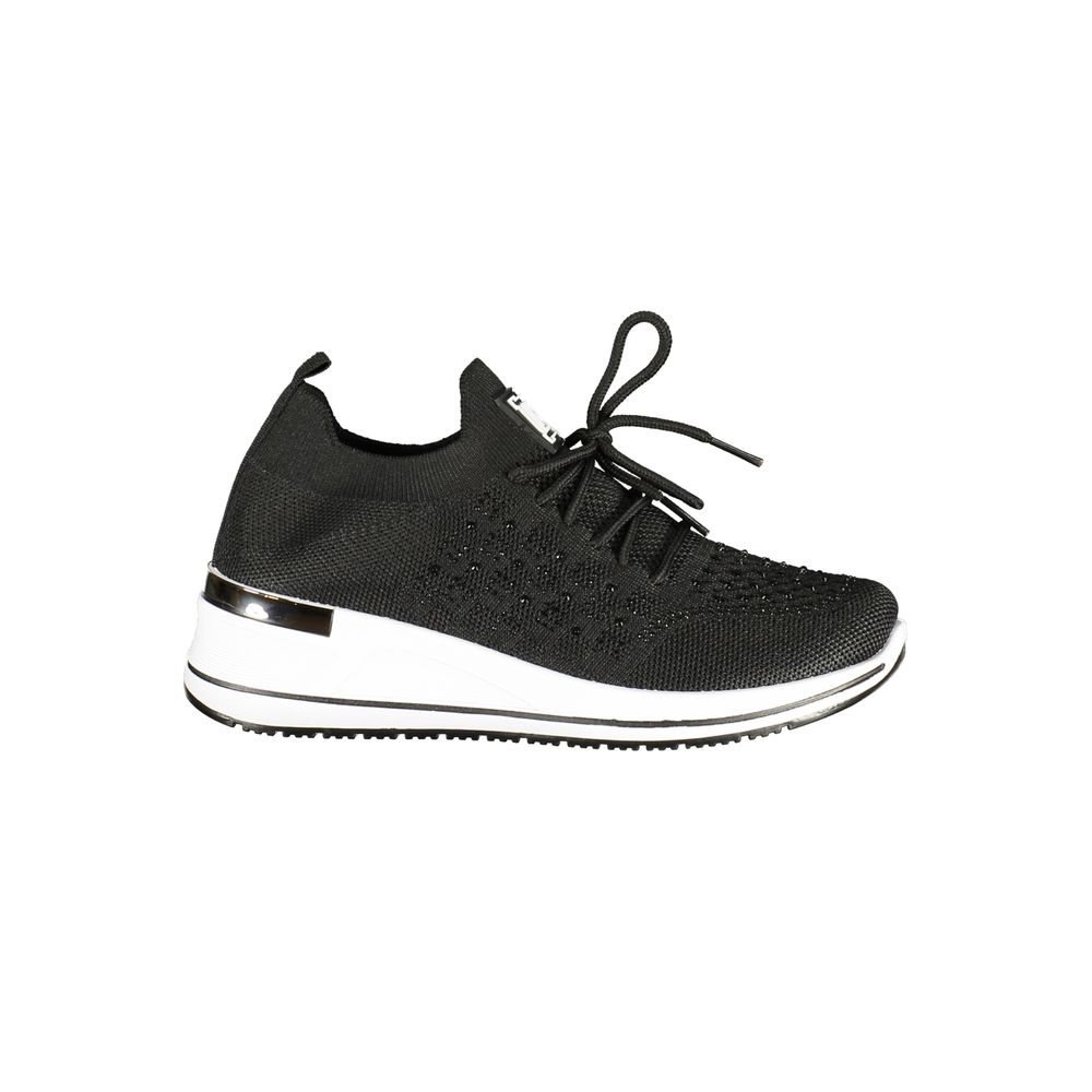 Laura Biagiotti Nero polyester women's sneakers with sleek black design and comfortable fit, perfect for casual and athletic wear.