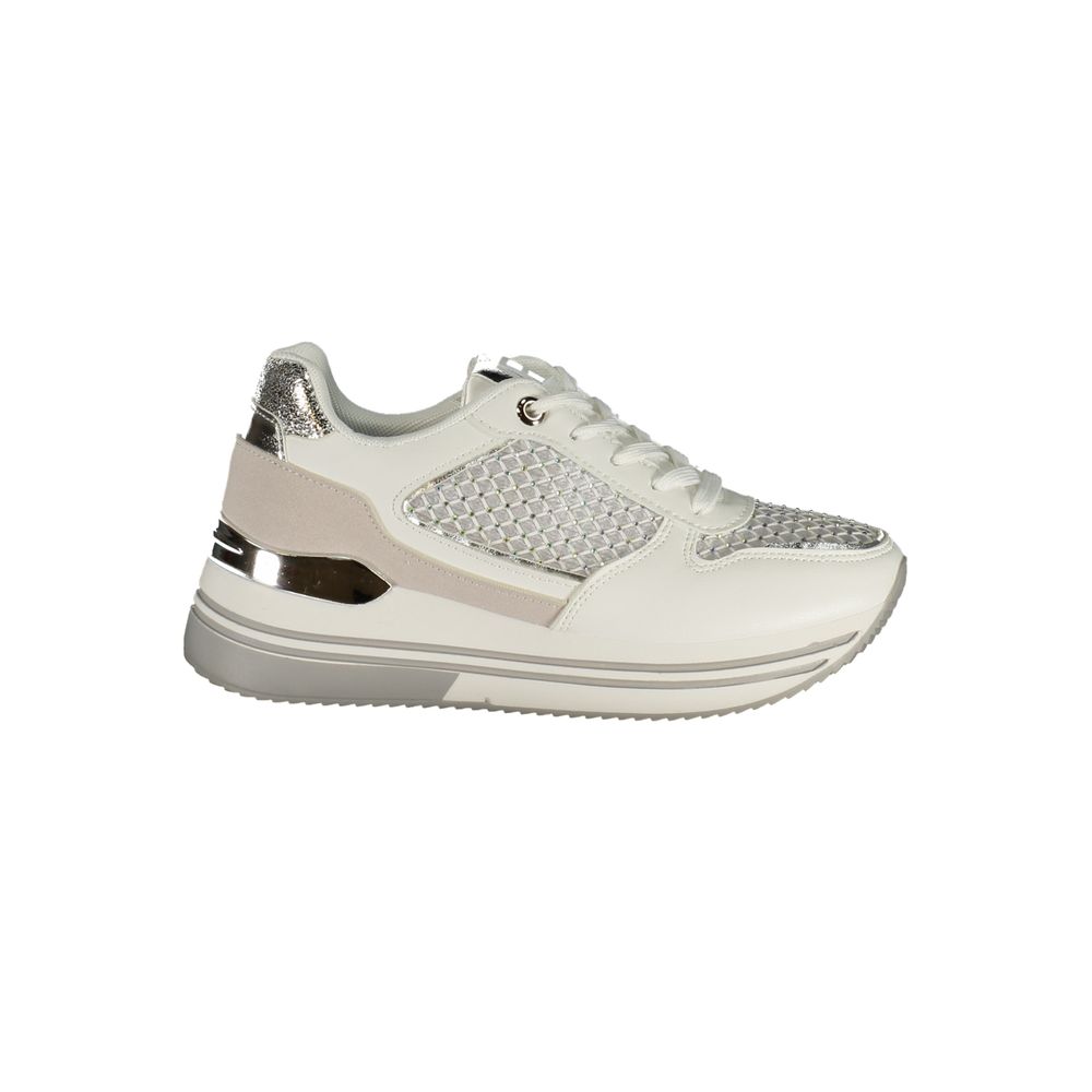 Laura Biagiotti Bianco Polyurethane women's sneakers with white design and sleek style, casual footwear for everyday wear.