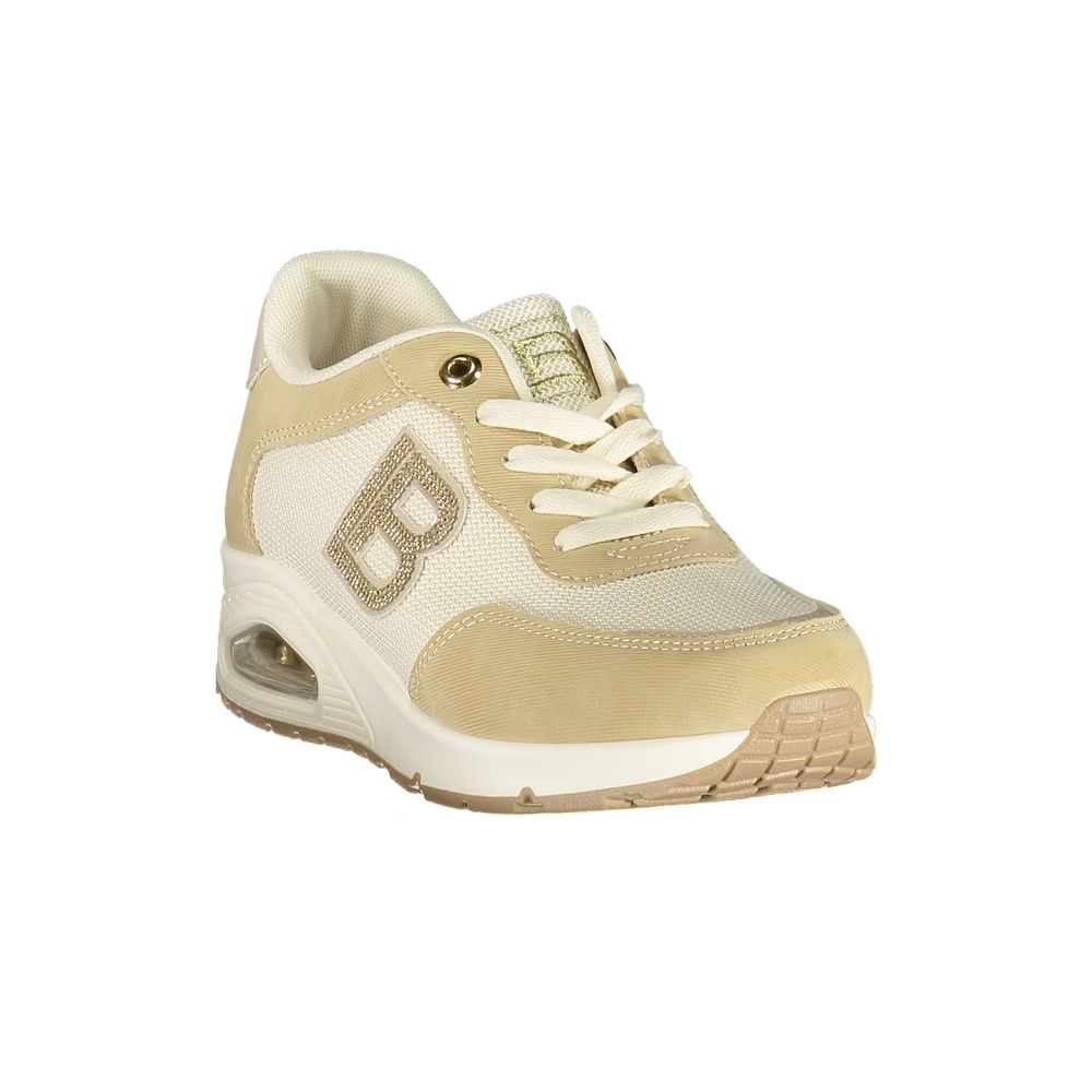 Laura Biagiotti beige polyurethane women's sneaker with white sole and stylish design, perfect for casual wear.