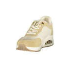 Laura Biagiotti beige polyurethane women's sneakers with white rubber soles and stylish design.
