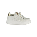 Laura Biagiotti Bianco Polyurethane women's sneaker with white design, casual athletic style, and comfortable sole.