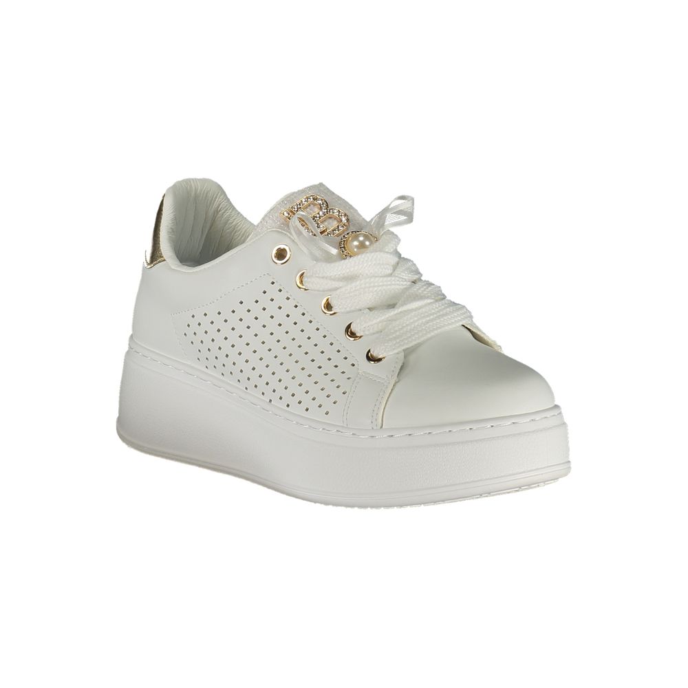 Laura Biagiotti Bianco women's sneaker in white polyurethane with stylish design and comfortable fit, perfect for casual wear.