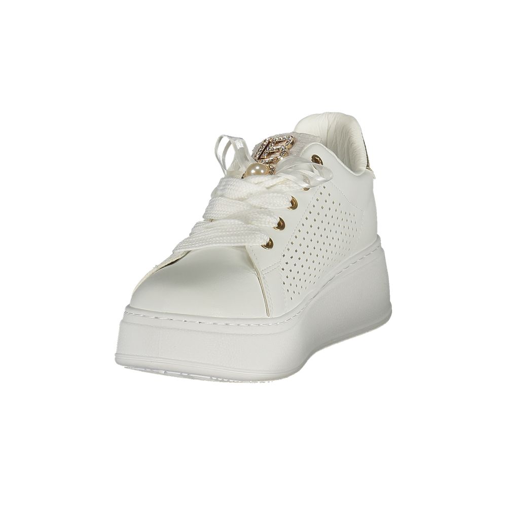 Laura Biagiotti Bianco Polyurethane women’s sneaker with sleek design and white finish, showcasing casual and sporty style.