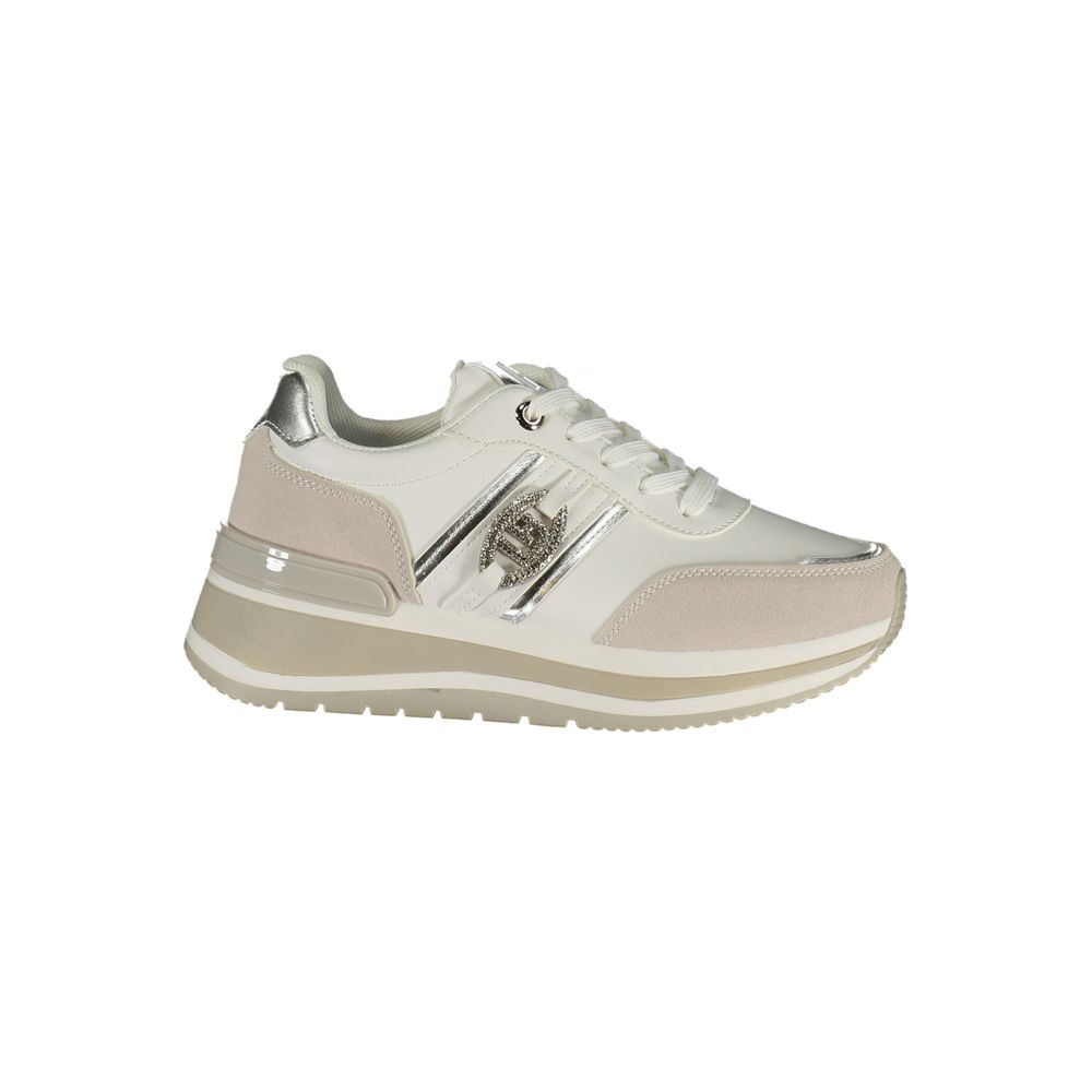 White Laura Biagiotti women's polyurethane sneaker with sleek design and comfortable fit, suitable for casual wear.