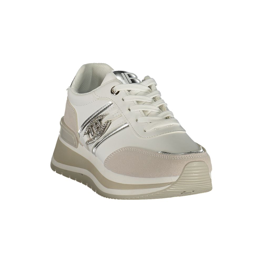 White Laura Biagiotti women's polyurethane sneaker with sleek design and comfortable sole, ideal for casual wear.