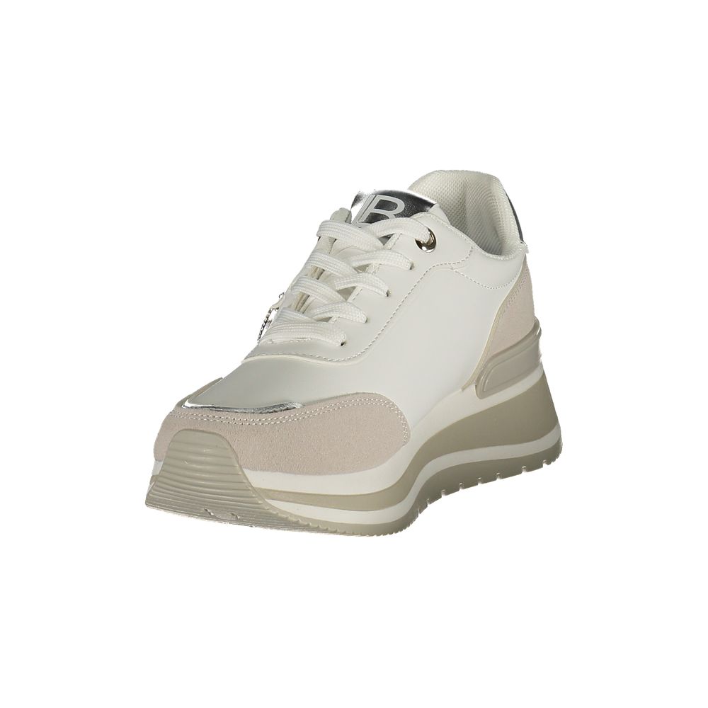 Laura Biagiotti white polyurethane women’s sneaker with sleek design and comfortable fit, shown on a clean background.