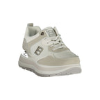 White Laura Biagiotti women’s sneaker made of polyurethane, featuring a casual design and comfortable fit.