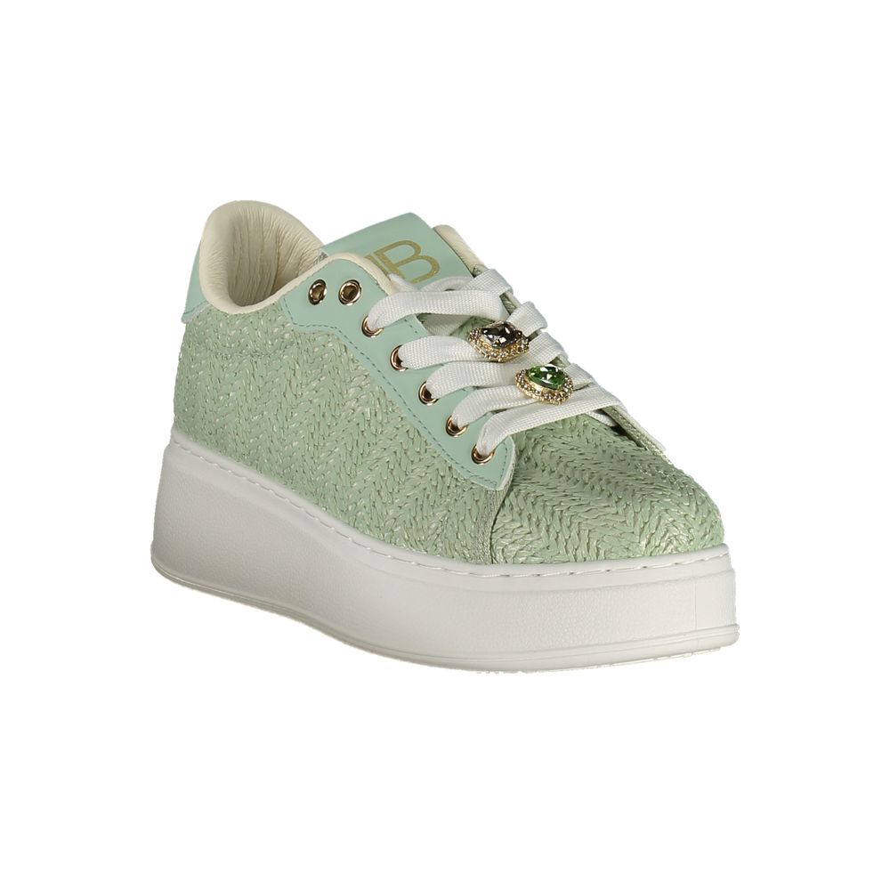 Laura Biagiotti Verde Poliuretano women’s sneaker with green upper and white sole, casual athletic shoe for women.