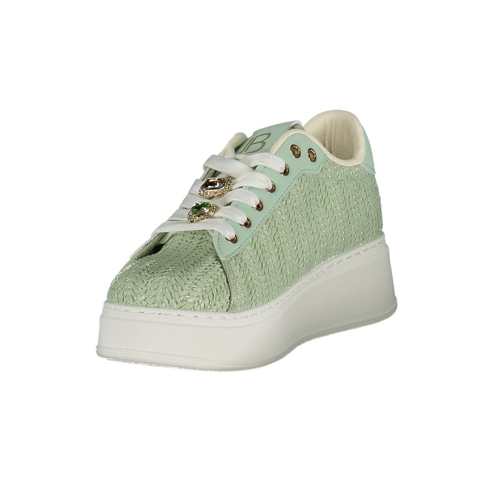 Laura Biagiotti Verde Poliuretano women's sneaker with green upper and white sole, casual slip-on footwear for women.