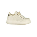 Laura Biagiotti Bianco Polyurethane women's sneaker with white design and casual sporty style, front view showing laces and sleek look.