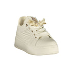 Laura Biagiotti Bianco polyurethane women's sneakers with white design and comfortable laces.