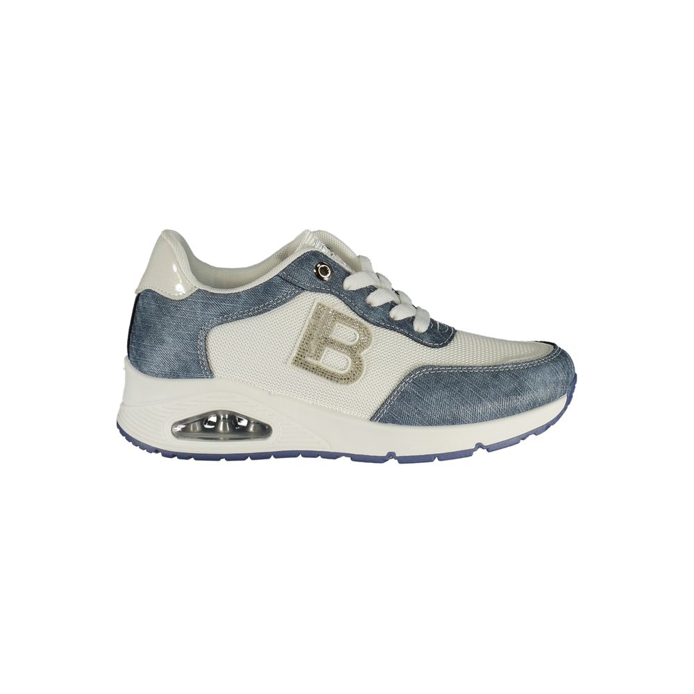 Laura Biagiotti blue polyester women's sneaker with white sole and lace-up design, casual footwear for everyday wear.