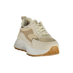Laura Biagiotti beige polyurethane women's sneaker with white sole and casual sporty design.