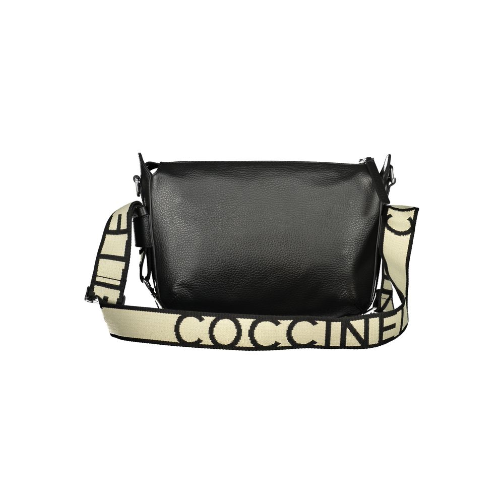 Black Coccinelle Nero Pelle women's shoulder bag with sleek leather design and silver hardware.