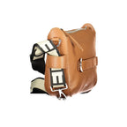 Brown leather Coccinelle women’s handbag with top handles and sleek design, perfect for stylish everyday use.