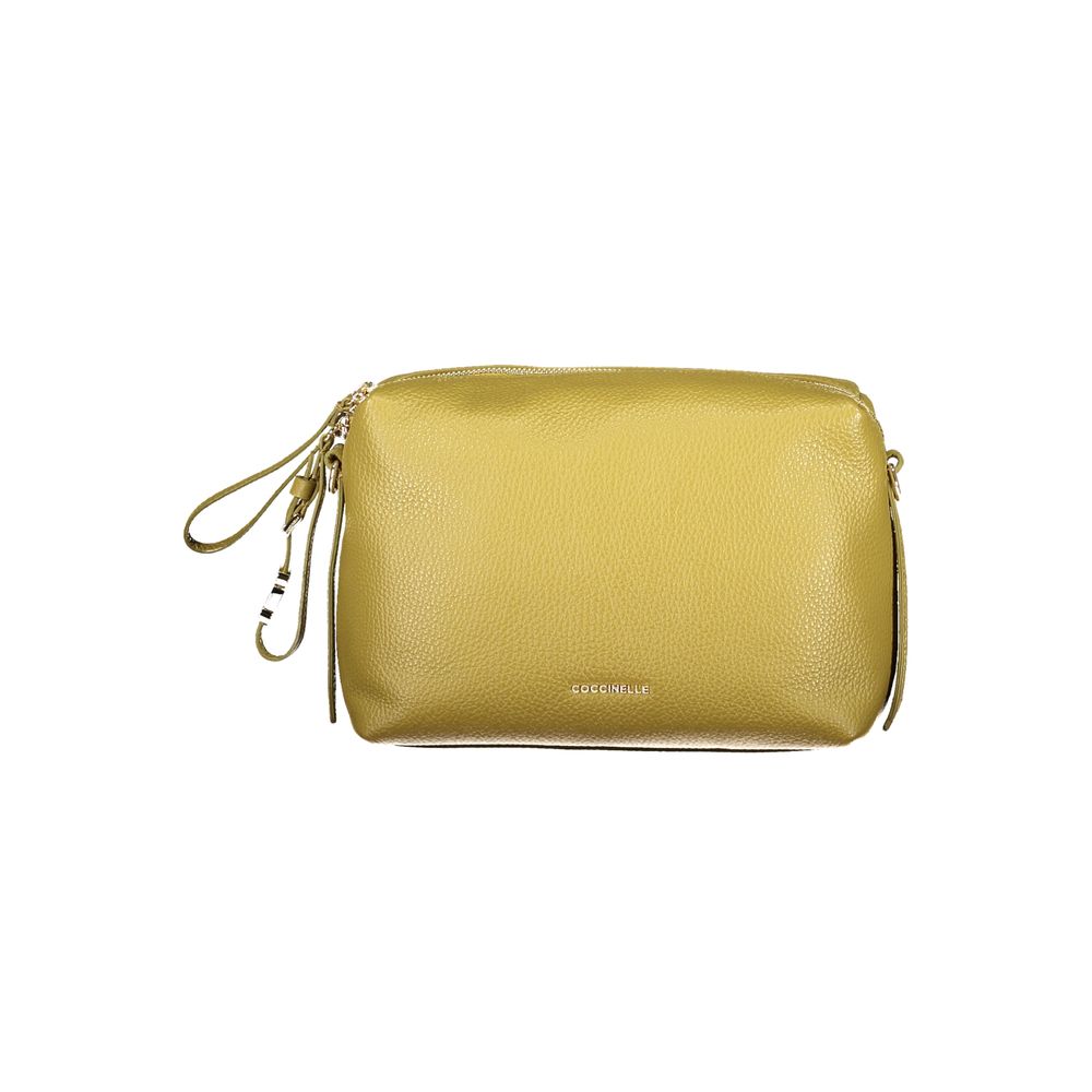 Coccinelle Verde leather women's handbag with sleek design and top handle, featuring subtle stitching and a polished finish.