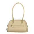 Beige leather women's handbag by Coccinelle with sleek design and subtle stitching, featuring a top handle and zip closure.