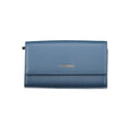 Blue leather women's wallet by Coccinelle featuring a sleek design and multiple card slots.