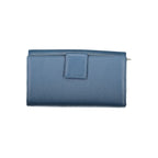 Blue leather women's wallet by Coccinelle with multiple card slots and a sleek, minimalist design.