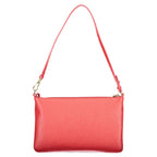 Coccinelle Rosso leather women's handbag with top handles and sleek design, featuring silver hardware and a spacious interior.