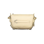 Beige leather Coccinelle women’s handbag with top handles and subtle stitching, showcasing elegant and stylish accessory details.